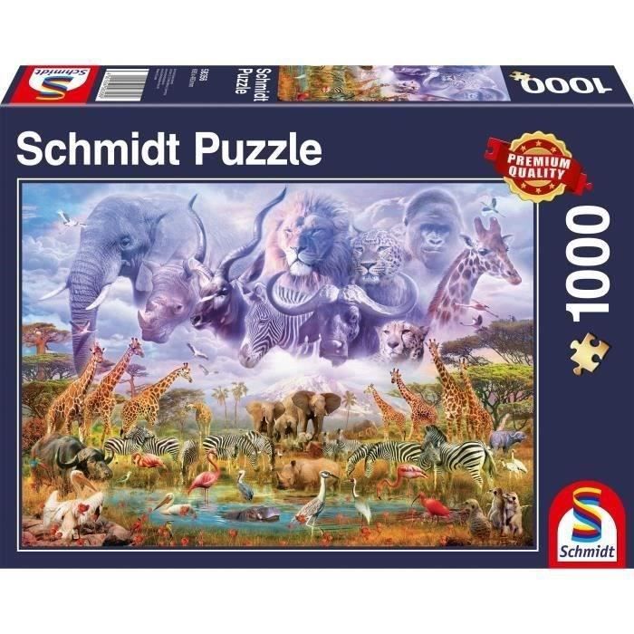 Puzzle - SCHMIDT SPIELE - Animaux autour d'un point d'eau - 1000 pièces