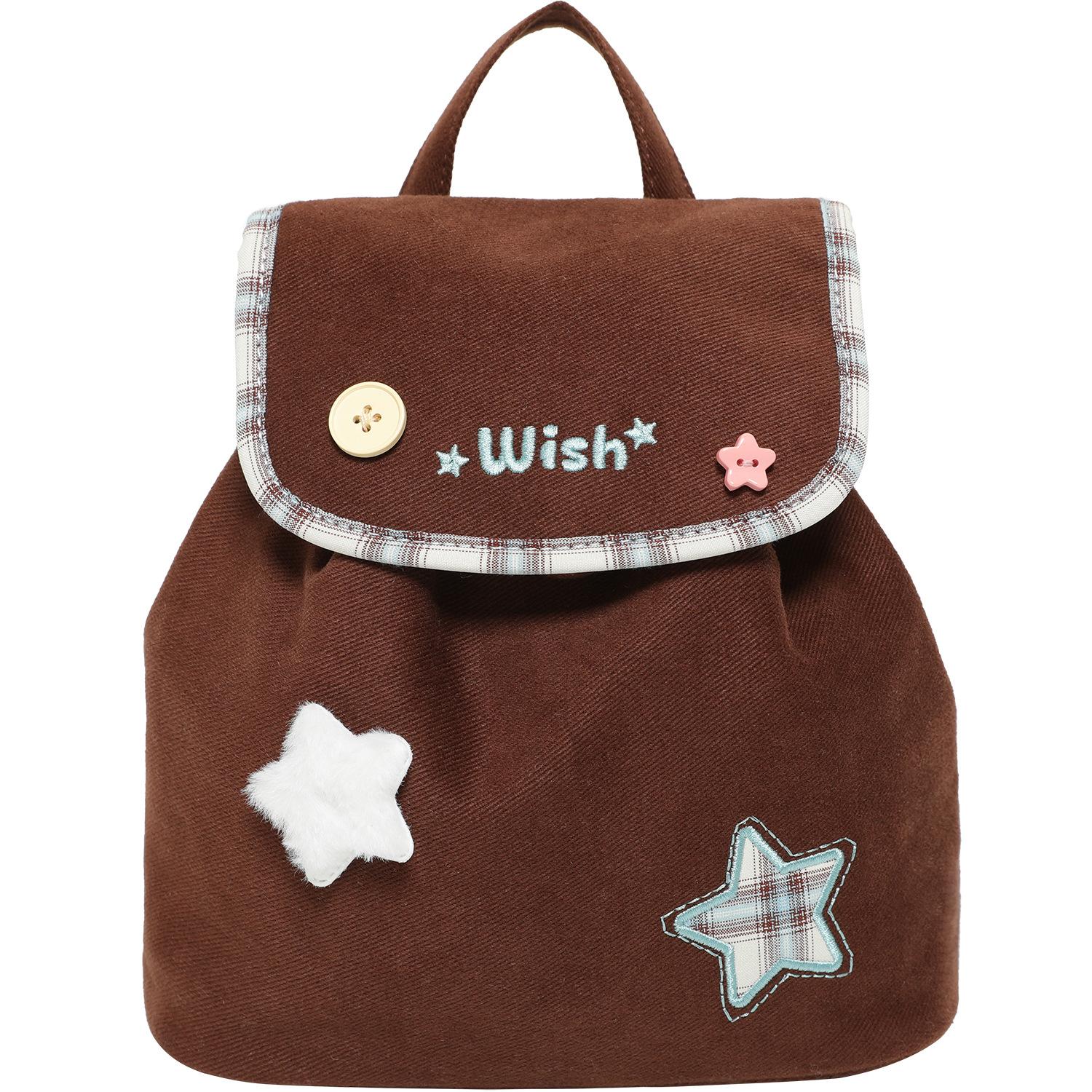 

Small Backpack, Laid-back Style, Single-shoulder Bag, Retro and Childlike, High Appearance Level, Drawstring Schoolbag кавовий
