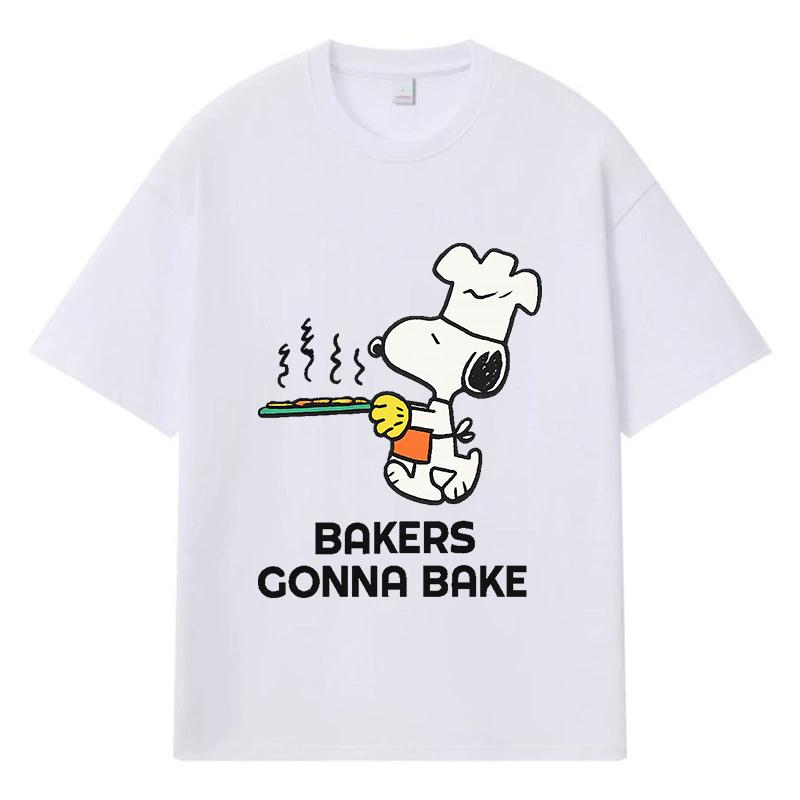 2026 Bakers Gonna Bake Printed Graphic Y2k Harajuku Streetwear 100% Cotton T Shirt Casual Oversized Summer Men T-shirt S