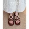 Leather Version~ Sandals Women's Thick Soles Are Beautiful and Not Tiring, Summer with Skirts and Cross-strapped Shoes