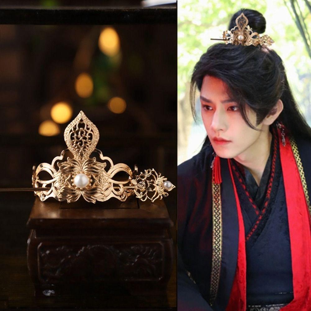 Coloured Glaze Ponytail Bun Hair Holder Tang Dynasty Hair Stick Chinese Hanfu Hair Crown  Cosplay