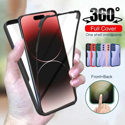 360 klare doppelseitige weiche Silikon-Handyhülle für iPhone 15 14 13 12 11 Pro Max X XR XS Max 7 8 Plus Ganzkörper-Displayschutz TPU-Abdeckung
