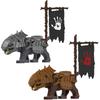 MOC Mediaeval Times Building Blocks Orc Mounts Wolf Flags Army Soldiers Character Accessories Bricks Animal Toys Gifts R064 DIY