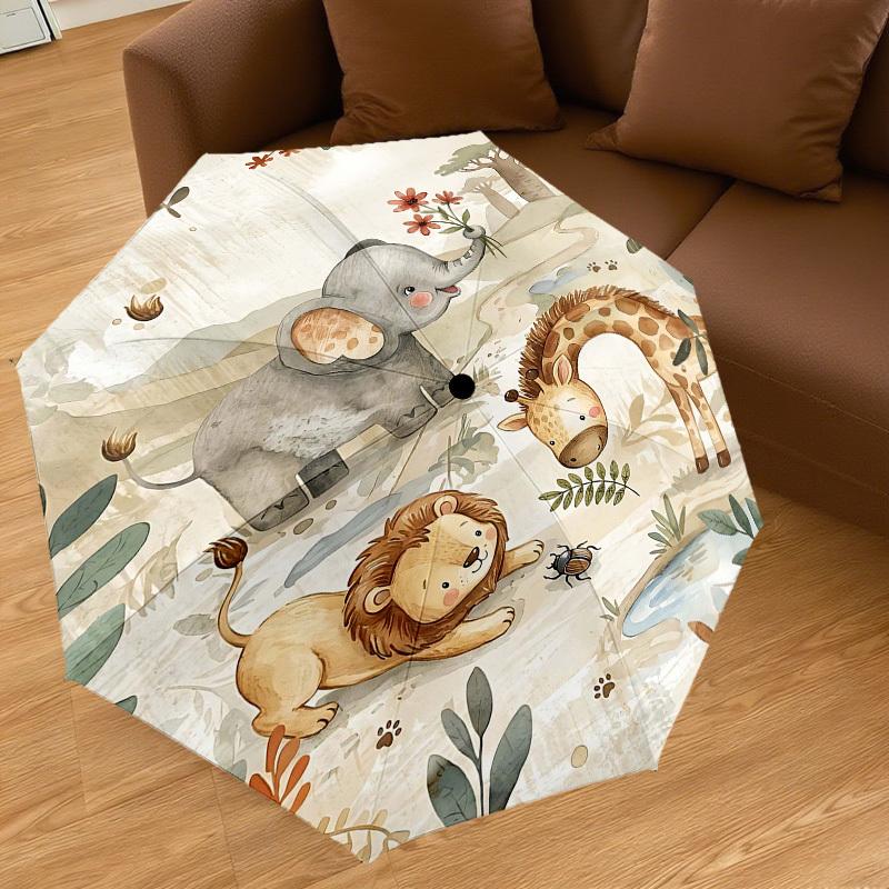 1PC Safari Elephant Umbrella-8-Rib Reinforced Portable Folding Travel Suitable for All Seasons Outdoor Daily Use-Z0496