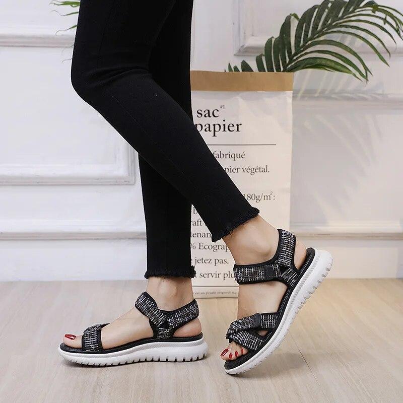 2026 Fashion Sandals Women Summer Shoes Soft Comfortable Summer Holiday Flat Ladies Sandal Plus Size 42