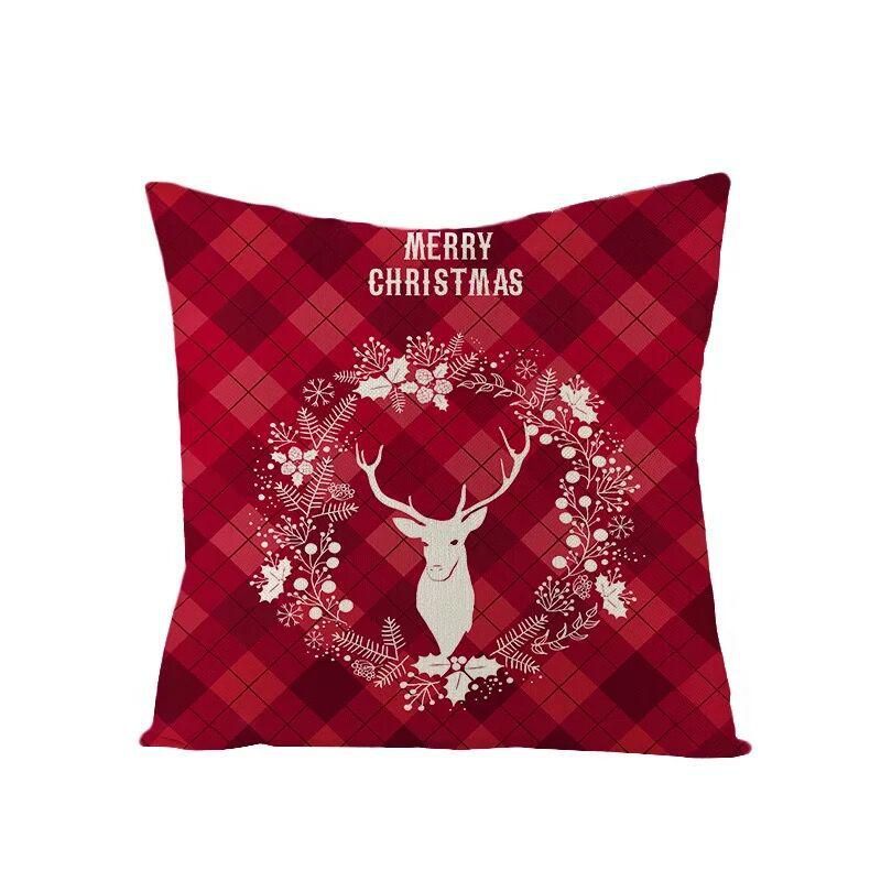Christmas Linen Pillowcase Home Holiday Decoration Gift Pillow Cushion Cover
