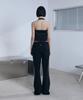 Bunteu Low-Rise String Bootcut Pants (Black)