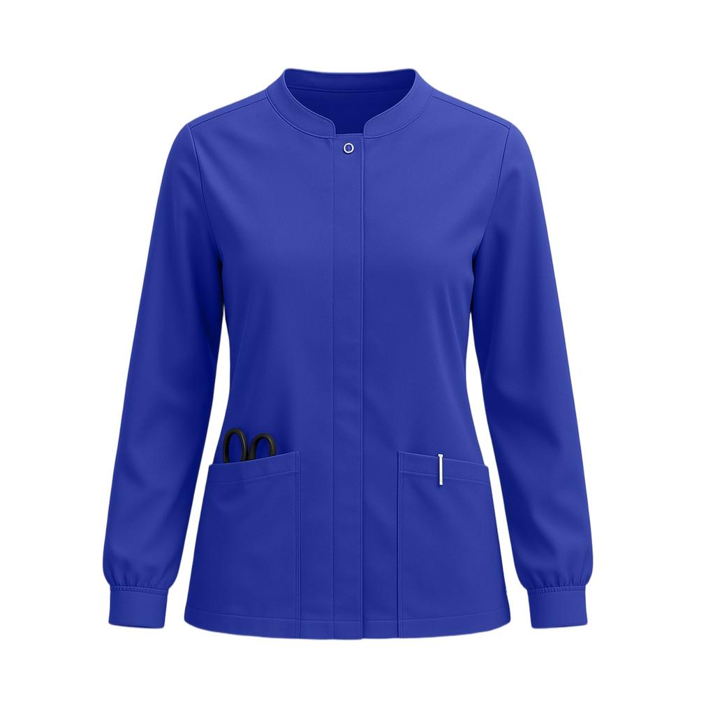 Women's Quick Drying Fabric Solid Color Round Neck Pocket Long Sleeve Pants Set Workwear