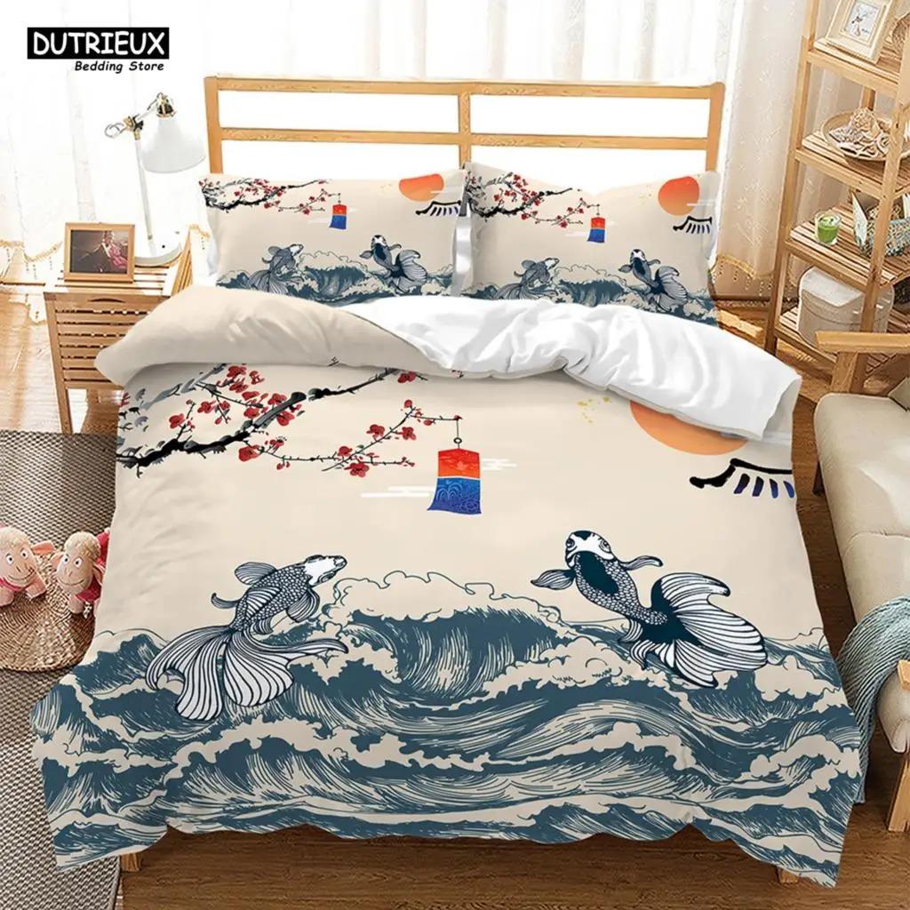Chinese Style Landscape Bedding Set Plum Blossom Duvet Cover Sets With Pillowcase Duvet Cover Comforter Sets