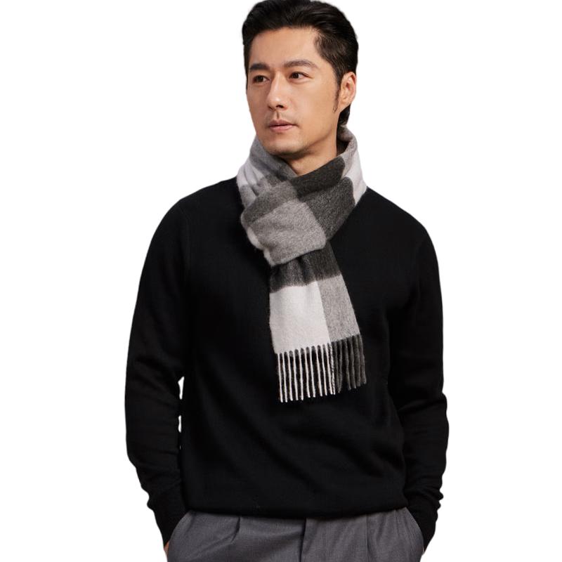 

Shanghai Story Men s 100% Wool Plaid Scarf Gift Box 30x180cm (with tassels)