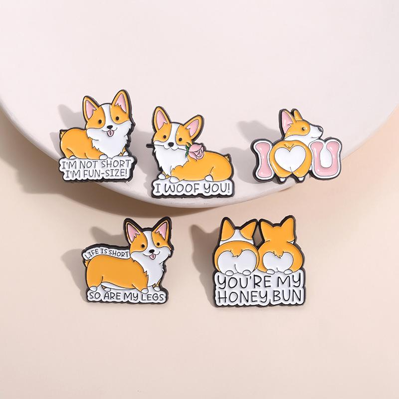 Cartoon Dog Series Enamel Pins Cute Anime Dachshund Sausage Dog Pet Animal Brooches Lapel Badge Jewelry Gifts For Kids Friends