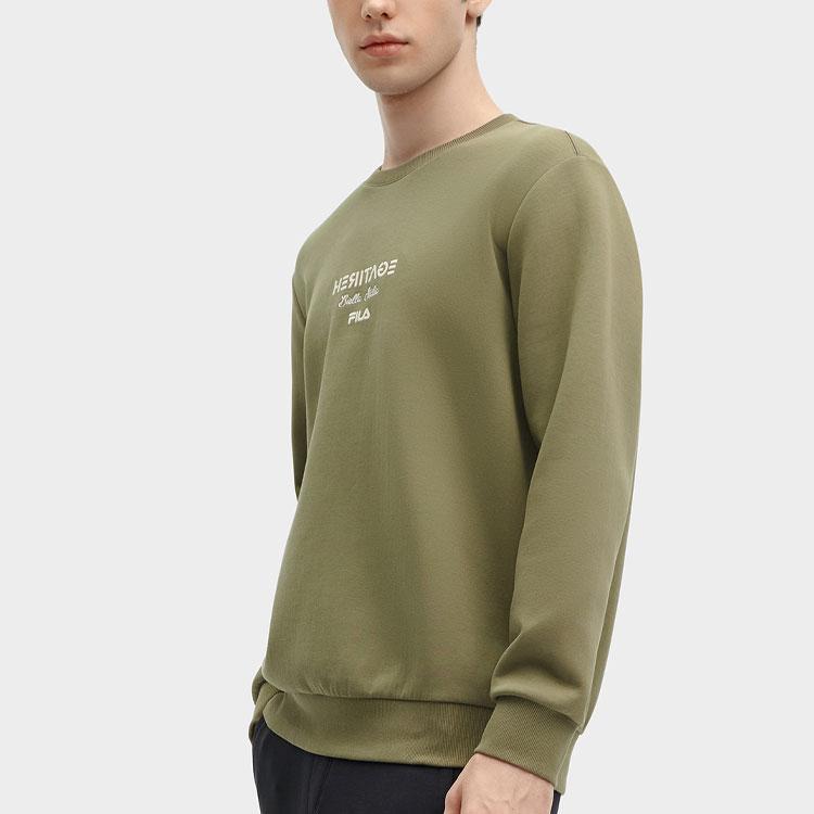Fila Heritage Series Letter Round Neck Pullover Sports Sweatshirt Men Sweatshirt Banana-Coffee F11M418210F-DG