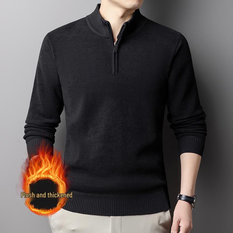 Men s High-Neck Fleece-Lined Knit Sweater 4XL