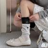 Ballet-style Dui Dui Socks for Women, Spring and Summer Embroidered Bow, Heart-shaped Mid-calf Socks, Double-layer Cotton Socks