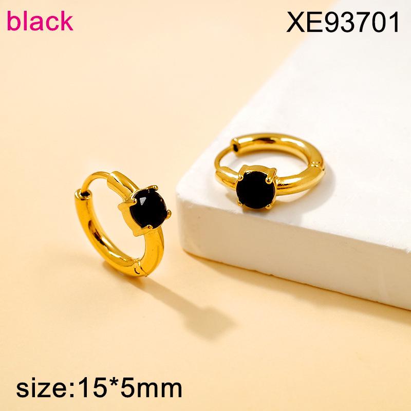 Fashionable Zirconia Earrings: Simple Luxury Style, Colored Gemstone Studs, Niche Design, High-End Titanium Steel Hoops for Women