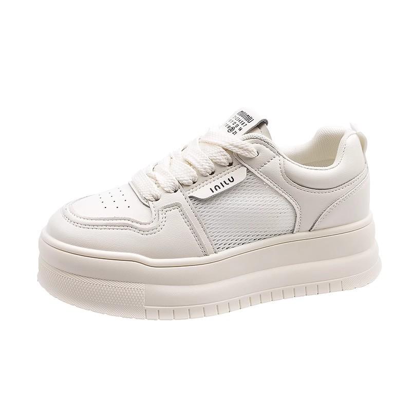 First Layer Cowhide~ Genuine Leather Thick-soled Heightening Little White Shoes Children's 2025 Spring and Summer Breathable Mesh Casual Sports