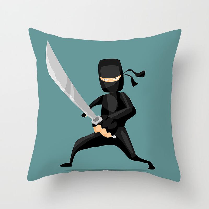 Japanese Ninja Character Digital Single-sided Printing Sofa Pillow Cushion Cover Home