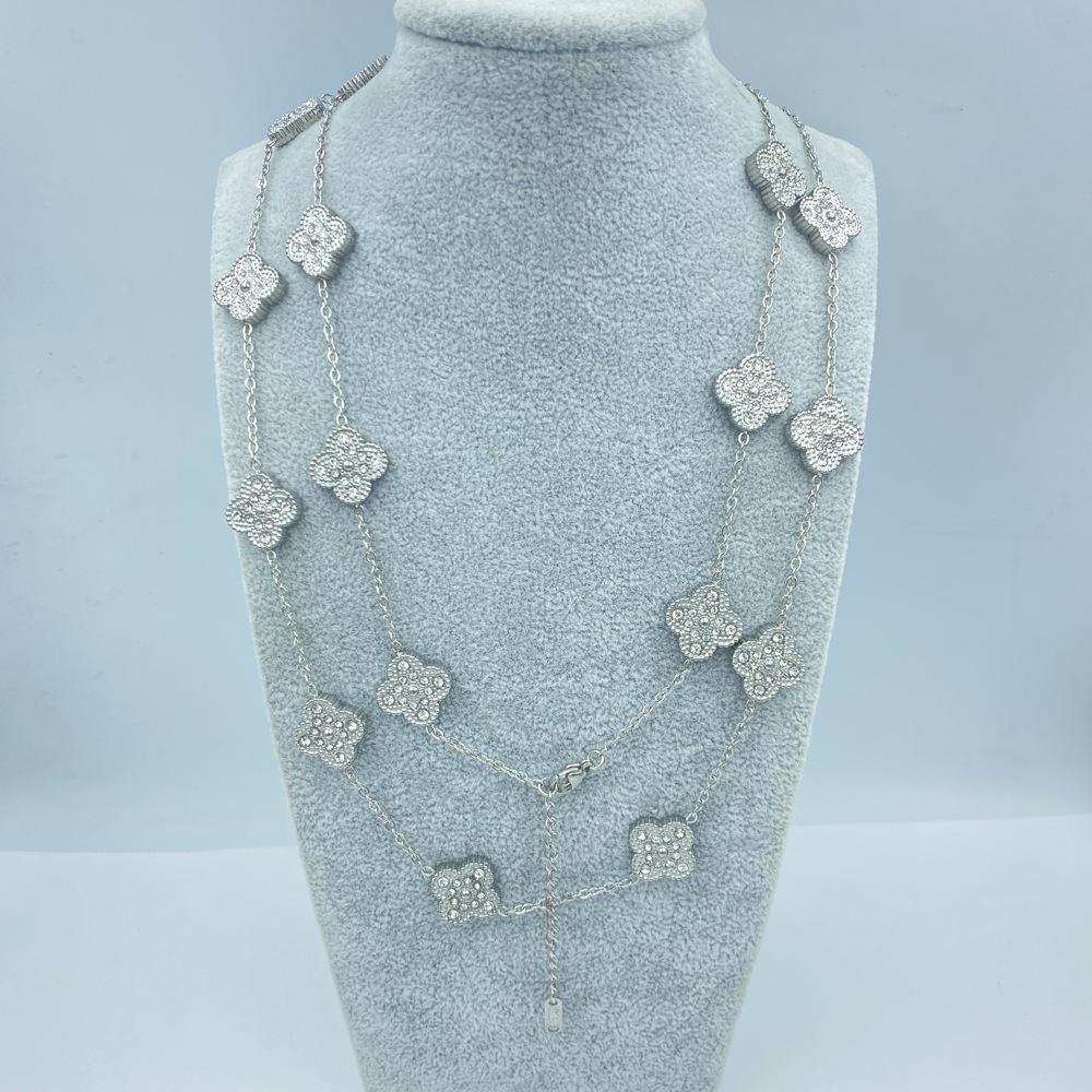 

15ММ Титанова сталь Намисто 20 Квітів 90+5СМ Намисто Чотирилисник Жіноче Намисто