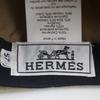 Excellent HERMES Hat Serie Buttons, Leather, H Logo All-over Felt Lining Beige Cashmere 57 Used