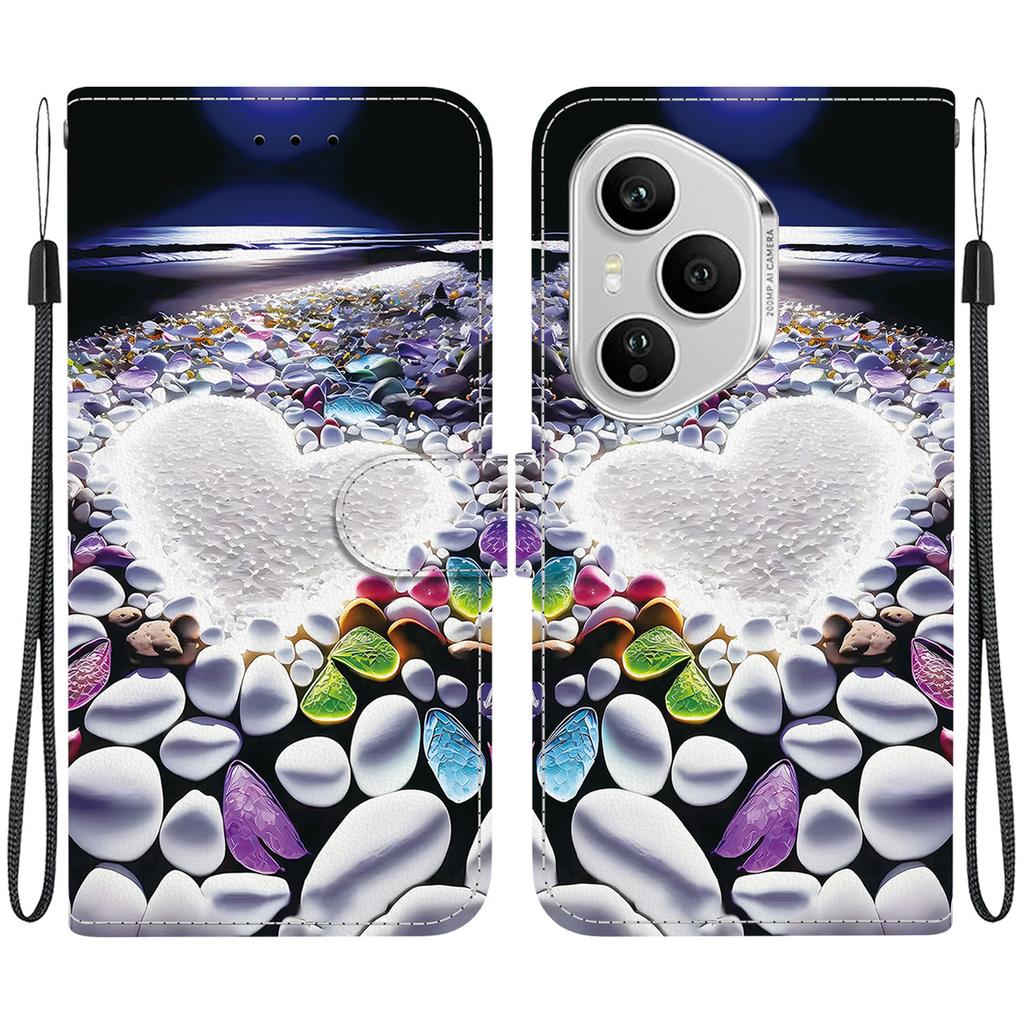 For Honor 400 Pro 5G (Global) Case Pattern Printing Leather Flip Wallet Phone Cover with Lanyard