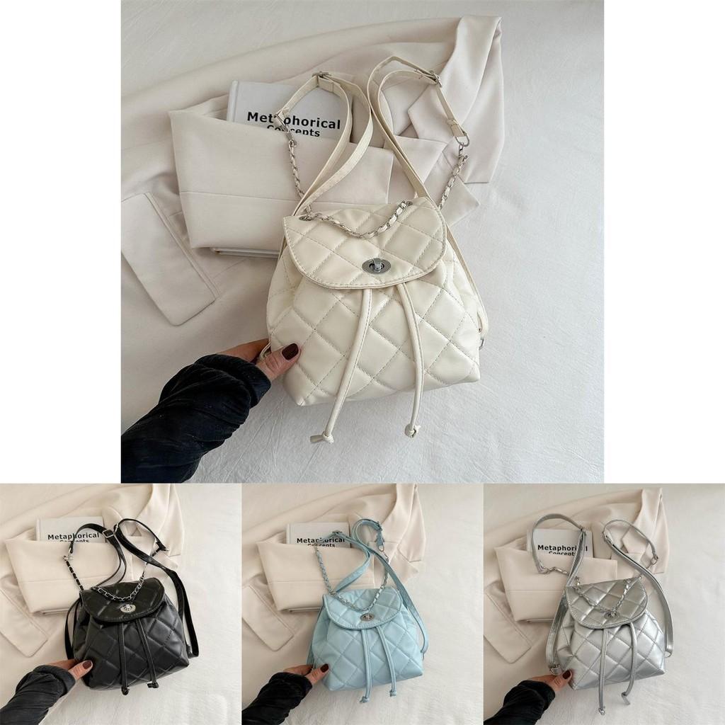 Stylish Spring Summer Fashion Backpack For Women In Black Blue Silver White Pu Material