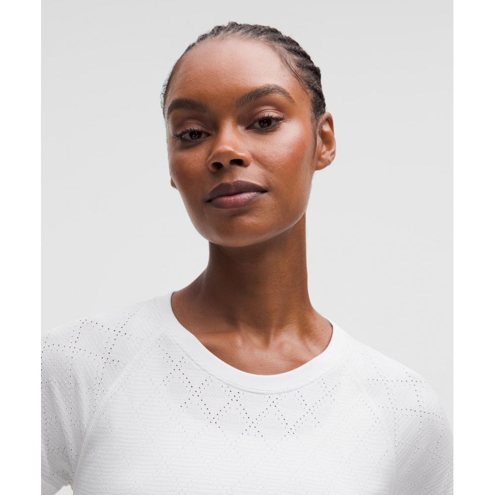 Lululemon Swiftly Tech Short Sleeve Shirt 2.0  Hip Length Diamond Drop White