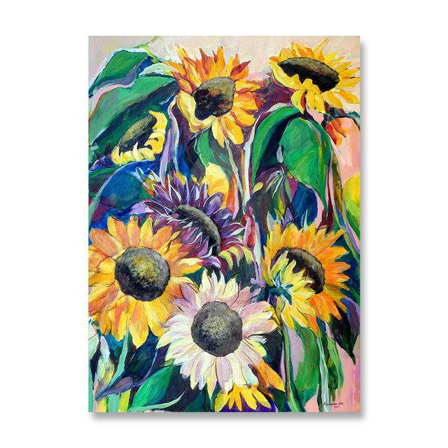 Abstract Canvas Painting Flower Oil Painting Wall Art Pictures Sunflower Posters for Living Room Cuadros Home Decor Unframed