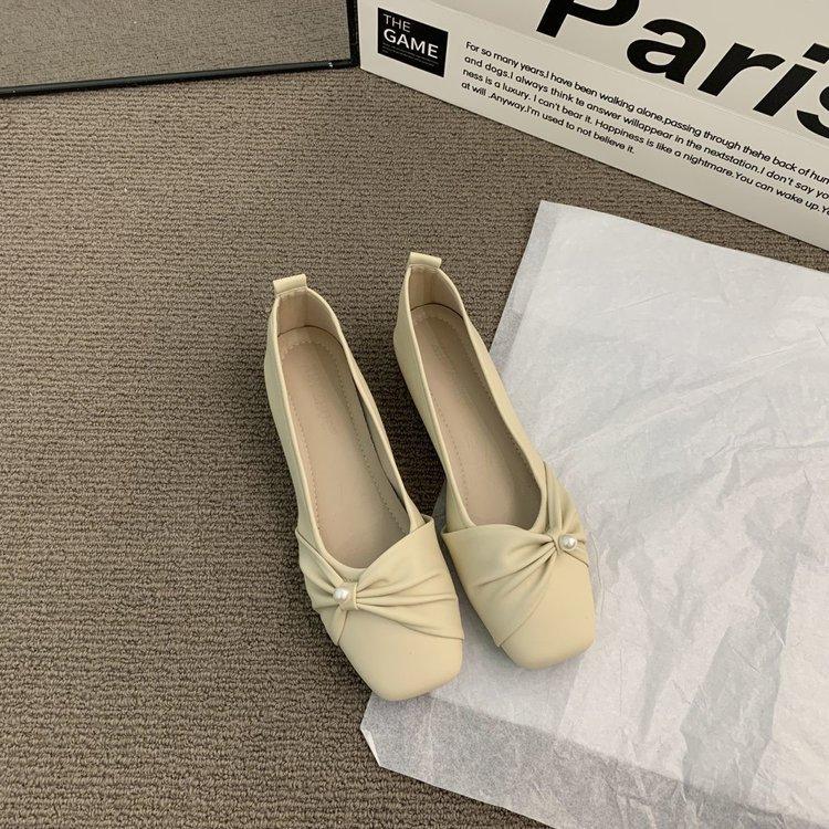 French Square Head Shallow Mouth Flat Shoes 2025 Spring New Late Evening Breeze Gentle Pregnant Women Soft Sole Single Shoes Popular Women's Shoes