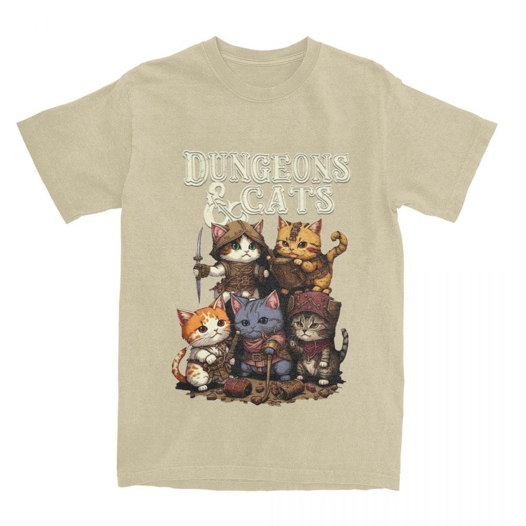 Men Women's Dungeon Dragon Cats T Shirt Apparel Kawaii Cat Pure Cotton T-shirt Clothing Funny Tee Shirt All Seasons