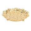 Turkish Serving Tray Round Flower Shape Retro Embossed Pattern Elegant Exquisite Metal Coffee Tea Serving Tray 14cm