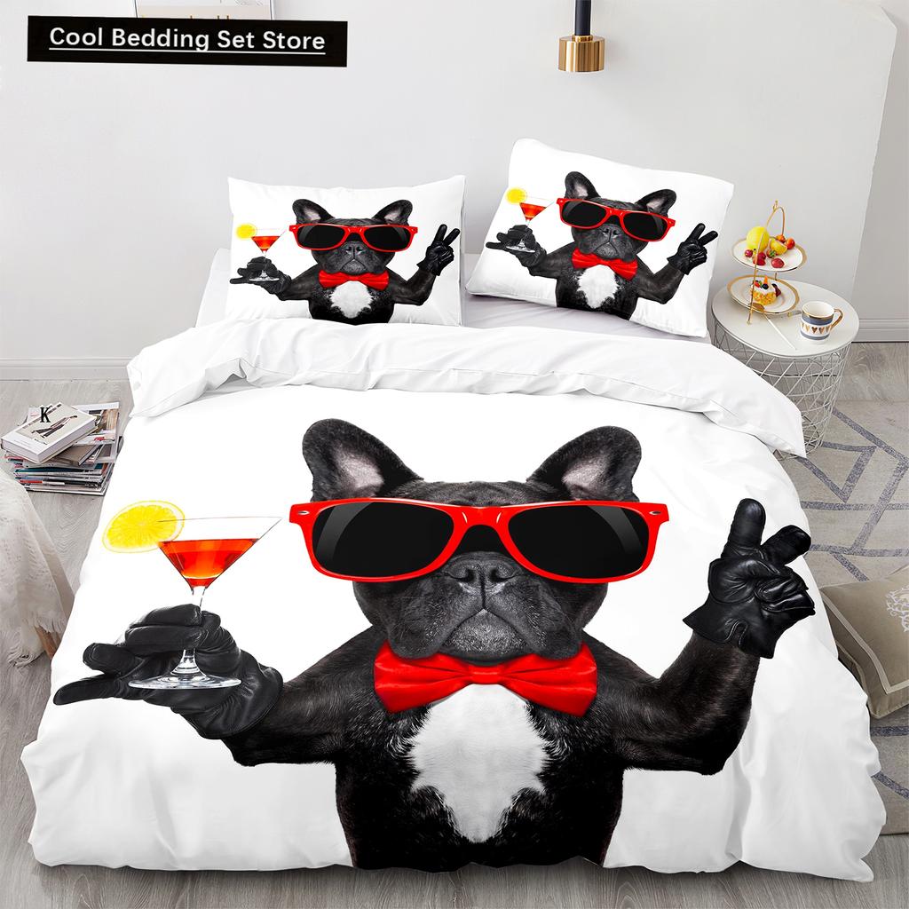 Pug Dog Duvet Cover King Queen Size Funny Pet Puppy Bedding Set For Kids Teens Adults Animal Cute Expression 2/3Pcs Quilt Cover