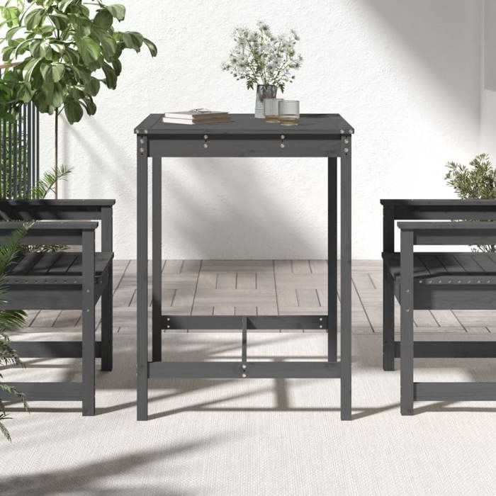 VidaXL Table de jardin gris 82,5x82,5x110 cm bois massif de pin 824083