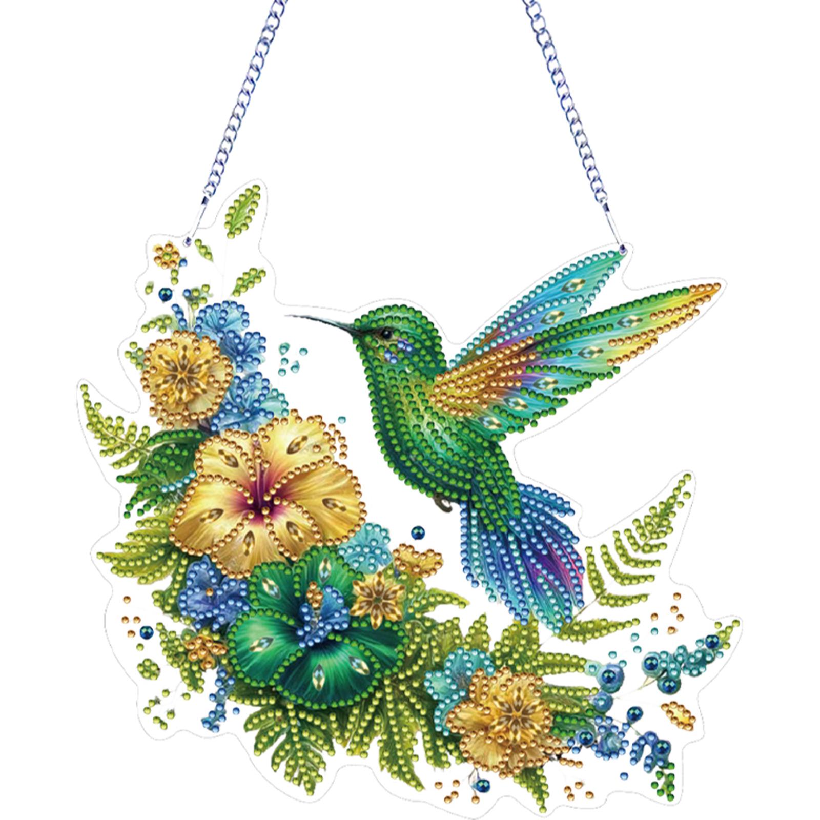 

2D/Flat Hummingbird DIY Rhinestone Diamond Art Window Pendants Special Shape Diamond Art Pendant Home Wall Decoration Crafts