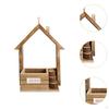 Wood Bird Feeder Birds Food Container Outside Weatherproof Window with Perch for Patio