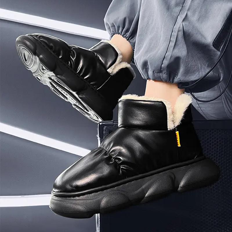 Simple Men's Warm Cotton Shoes Winter Velvet Thickened Casual Snow Boots Comfortable Cotton Boots Cold-proof Outdoor Footwear