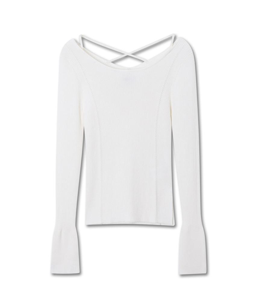 Michikoleondeonkosino X Strap Ribbed Knit Top Ivory