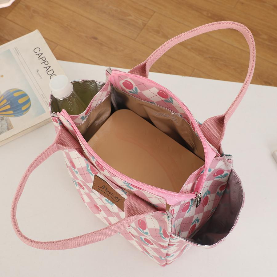 Multi-functional Travel Handbag Large Capacity Printed Handbag Hand-held Meal Bento Bag Travel Storage Bag