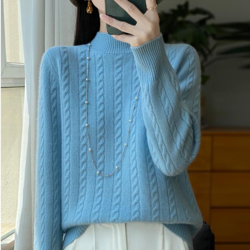 Women Sweater 100% Wool MODERN NEW SAGA Turtleneck Knit Pullover Thick Winter Jumpers Female Knit Tops