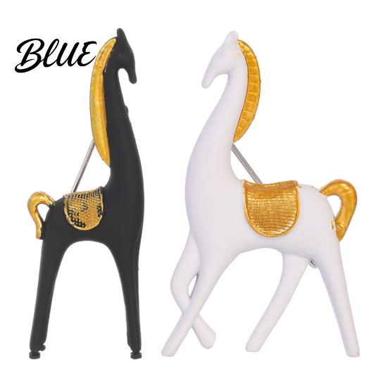 Simple Horse Design Accessory Minimalist Brooch White Black Alloy Lapel