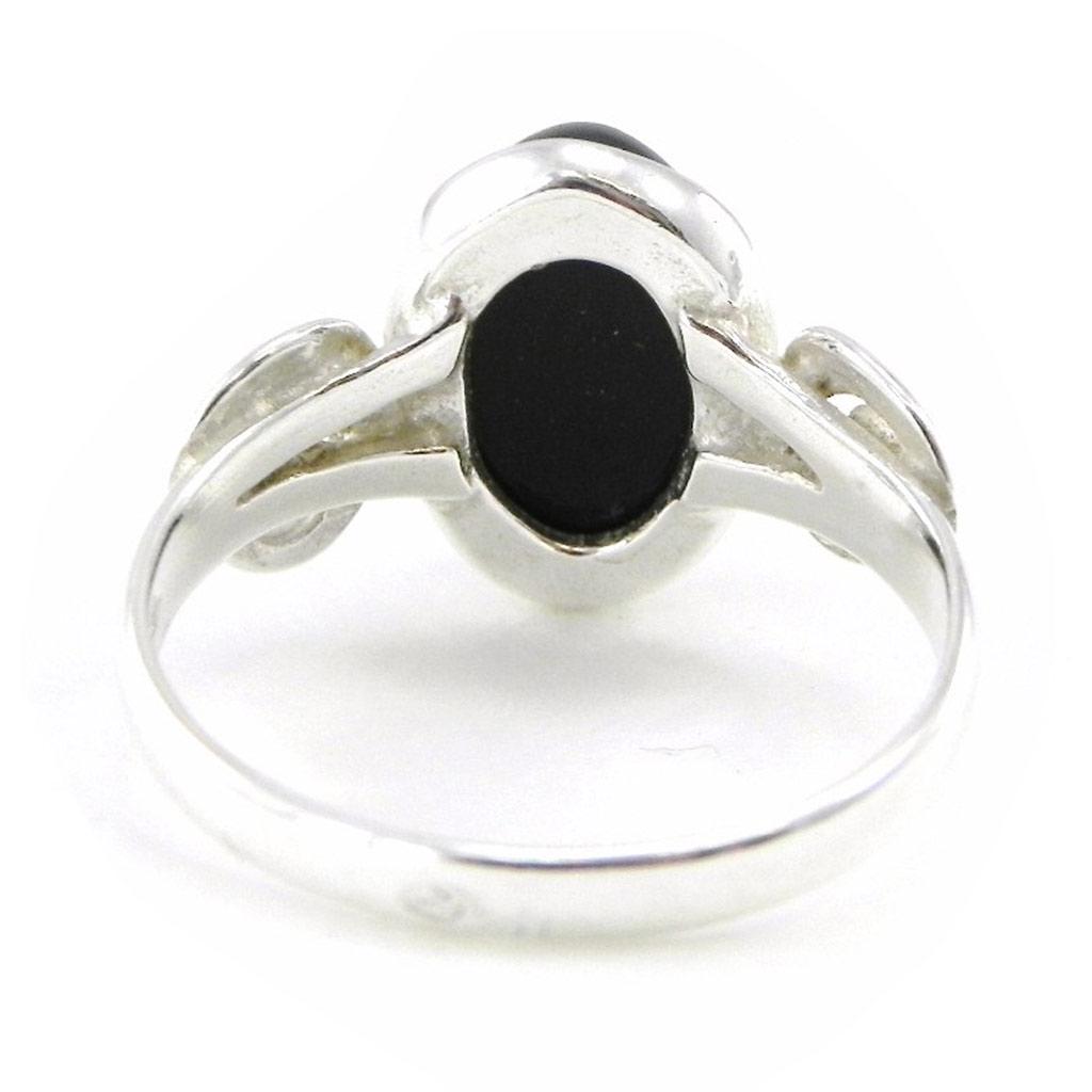 Handmade Silver Ring 'Jet Black Goddess' Black Silver (rhodium) - 13x8 Mm