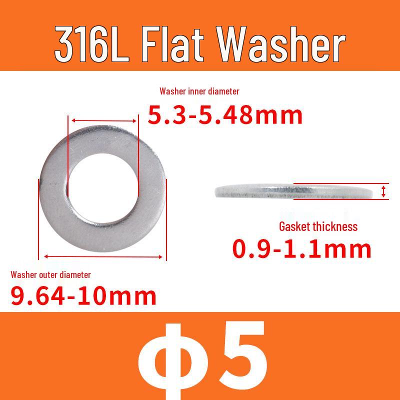 

316L Stainless Steel Thickened Flat Washer - DIN125 Round Metal Washer