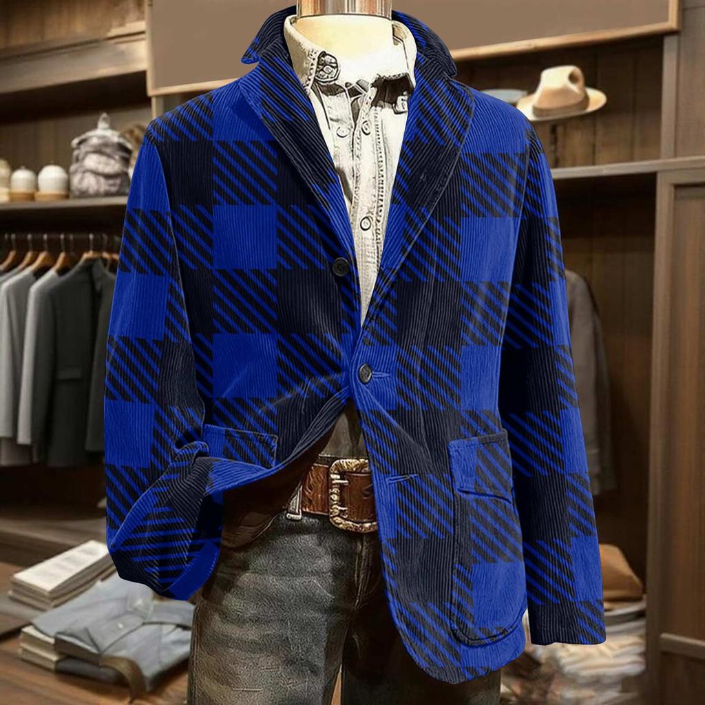 Herren Bedruckter Cord Warmes Taschen-Sakko Strickjacke Herren Freizeitanzug