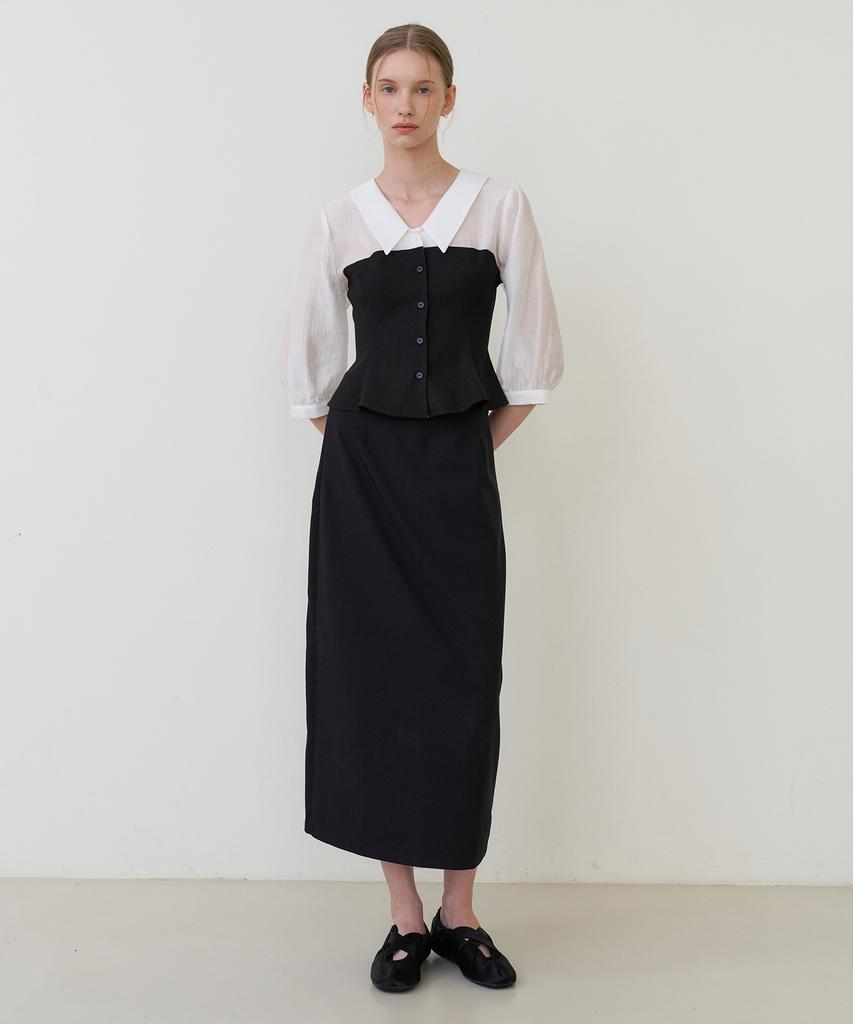 BIBYSEOB Back Slit Skirt Black [T61]