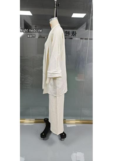 European/American Spring-Fall Three-Piece Set: Loose 9-Sleeve Cardigan, Sleeveless Vest, and Long Pants.