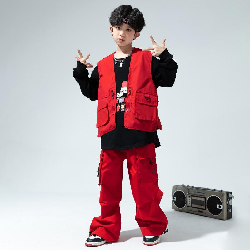 Kids' Trendy Hip Hop Dance Outfits: Boys' Cargo Pants & Girls' Jazz Costumes Set