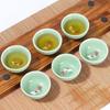 Kung Fu Tea Cup Set Crackle Glaze Travel Tea Bowl 6pcs Celadon Golden Fish China Tea set,Chinese Porcelain Teacup Set