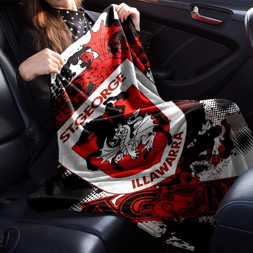1pc St. George Illawarra Dragons Throw Blanket Soft Flannel, Cozy All Season Polyester Perfect for Home, Office