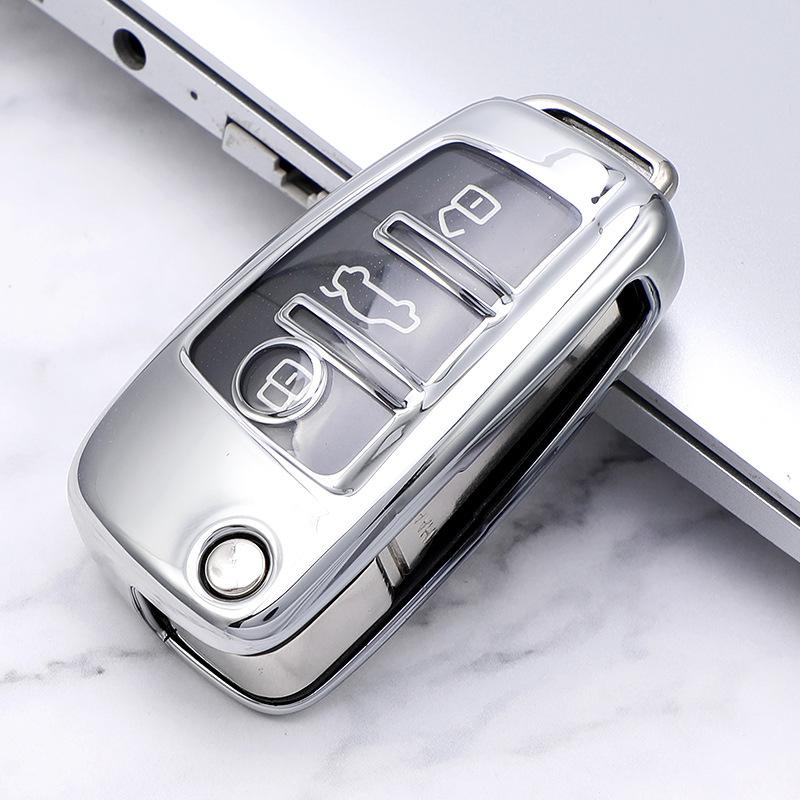 

Мягкий ТПУ автомобильный складной чехол для ключей для A3 8L 8P A4 B6 B7 B8 A6 C5 C6 4F RS3 Q3 Q7 TT 8L 8V S3 автомобильные аксессуары в виде ракушки серебряный