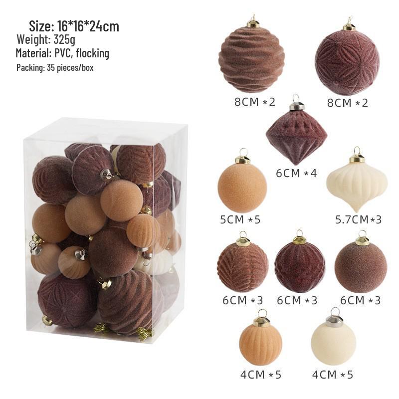 Purple/Gray/Coffee Irregular Flocking Christmas Tree Ball Ornaments