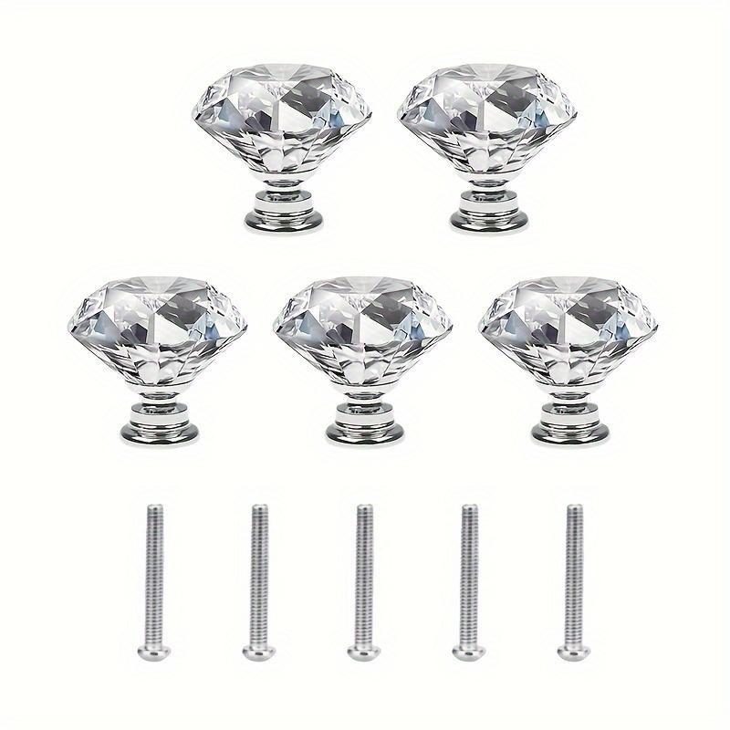 5pcs/10pcs 30MM Crystal Clear Glass Dresser Knobs, Silver Diamond Drawer Knobs, Pulls, Kitchen Cabinet Knobs for Dresser Drawers